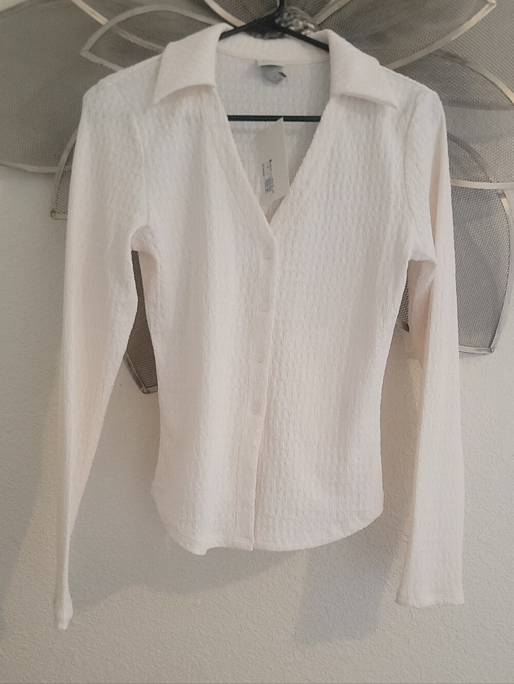 a new day White Textured Button-Down Long Sleeve Shirt